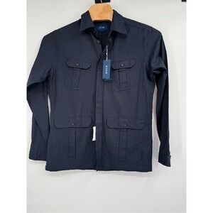 Eton Men's NWT‎ $295 Long Sleeve Navy Four Pocket Overshirt Jacket Cotton Sz XL